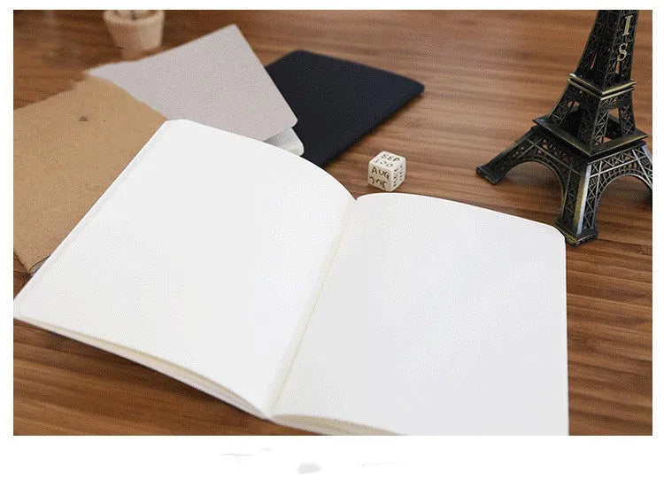 Retro graffiti sketchbook with plain blank pages in black cover, showing 102x142mm size and binding car line construction