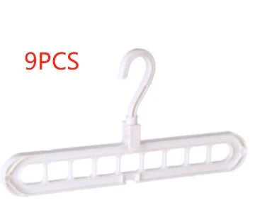 9-hole clothes hanger organizer in white, green, gray, and pink options