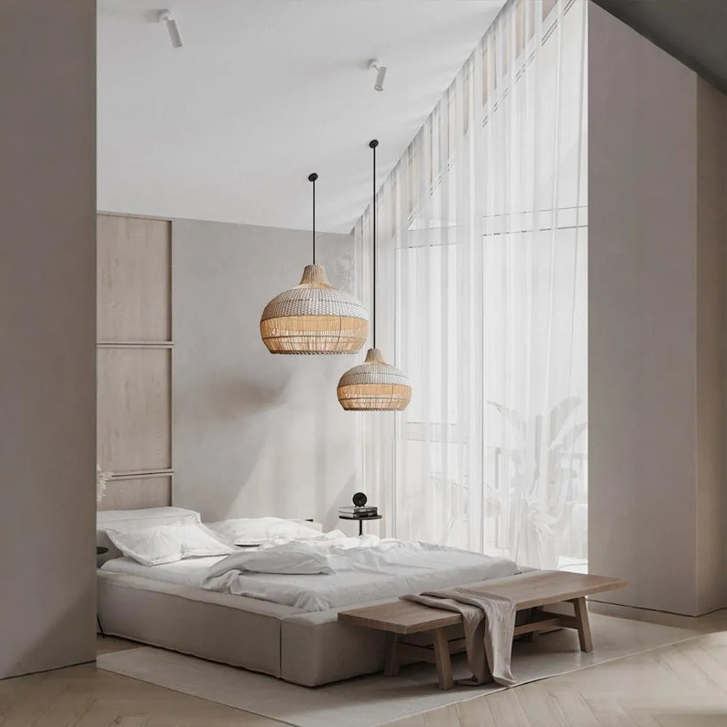 Rattan woven chandelier with a 60cm diameter in a pastoral Southeast Asian style, a ceiling light for living rooms.