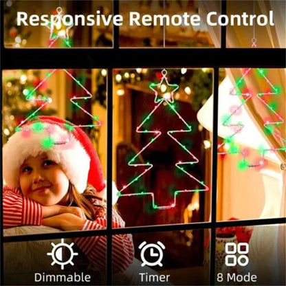 Wrought iron Christmas tree-shaped LED garland lights with white birch colour