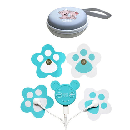 Compact menstrual pain relief device measuring 50x48x20mm with TENS technology