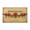Red manual beaded bracelet with sunstone, redstone and copper geometric beads