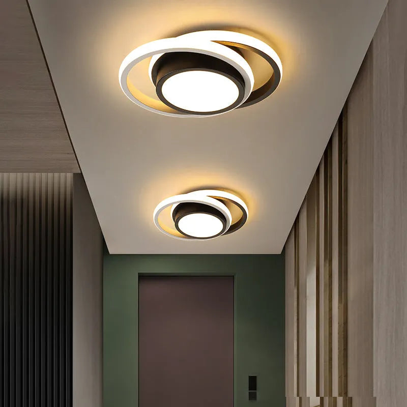 Modern Nordic geometric aluminium LED ceiling light in round and square shapes