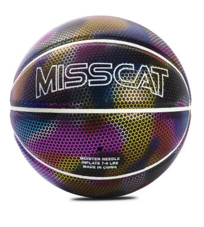 Glowing luminous fluorescent basketball with unique reflective effects for night games