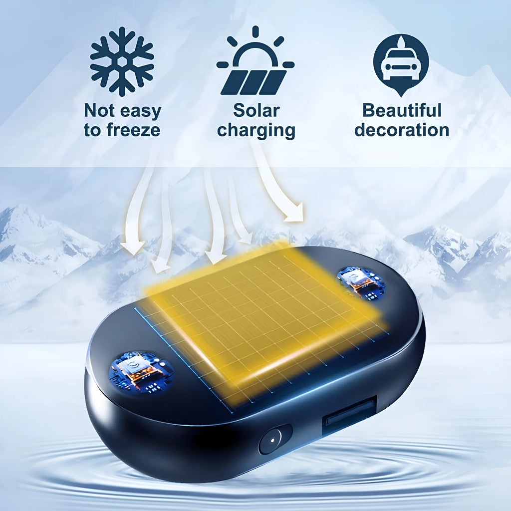 Portable car windshield de-icer tool with switch and double-sided tape for winter ice removal