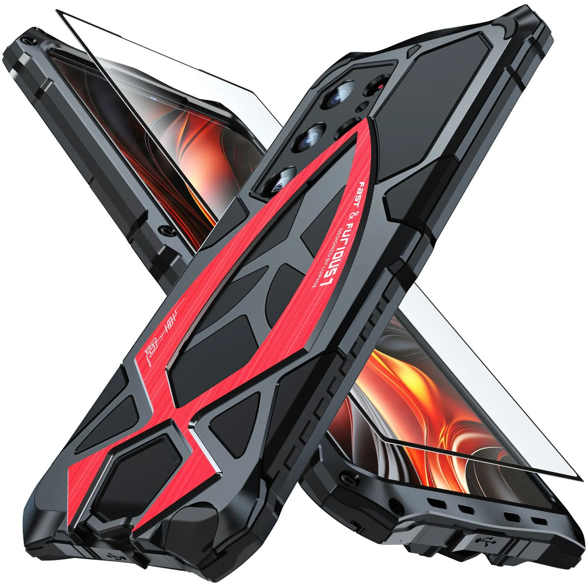 Anti drop metal phone case with three-dimensional sports car design for iPhone Samsung Huawei