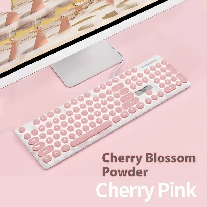Punk-style mechanical keyboard with luminous backlight in mint green, pink, or textured black colour options