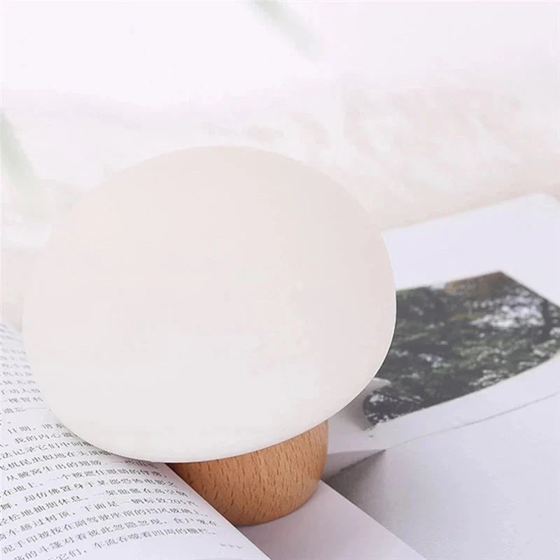 Adjustable brightness silicone LED night lamp with wooden base for children's bedrooms