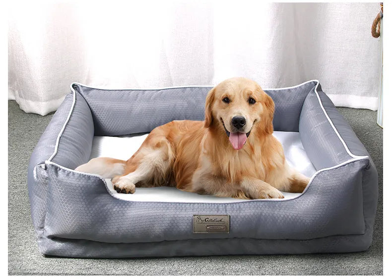 Dark grey removable non-stick pet bed for dogs and cats, side view