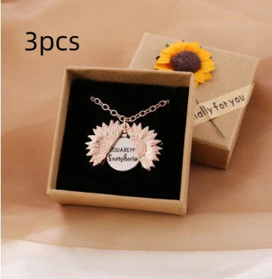 Radiant sunflower pendant necklace in various colors and quantities