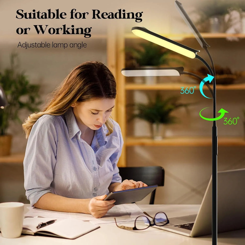 Simple modern LED floor lamp with remote control for bedroom study dual-use lighting