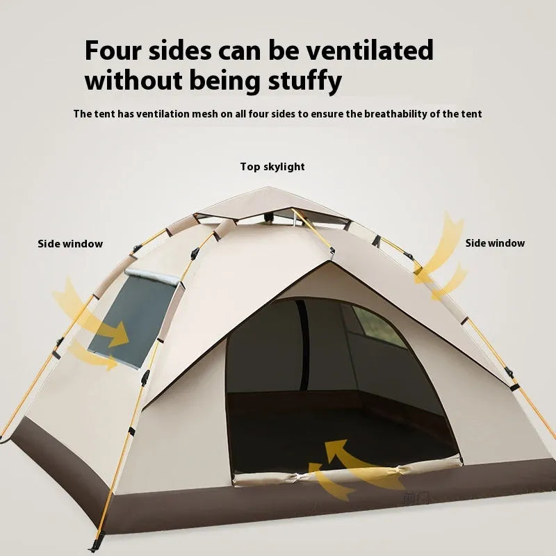 Silver pastebrushing sun-proof automatic pop-up tent quicksand gold coffee bottom for 2-4 people outdoors