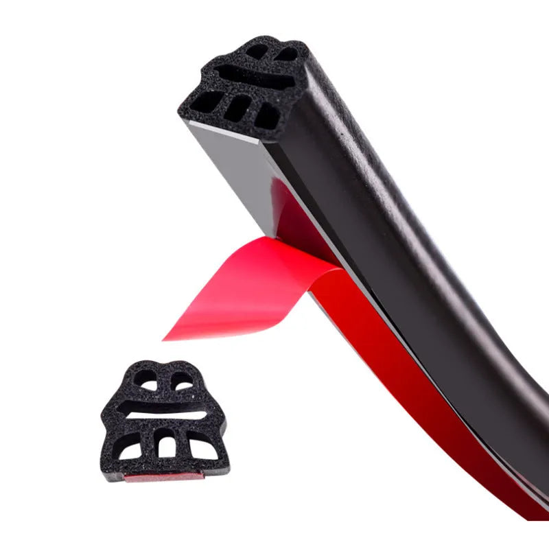 Car door six-hole three-layer thickened sealing strip 6mm thick 10 metre length black roll
