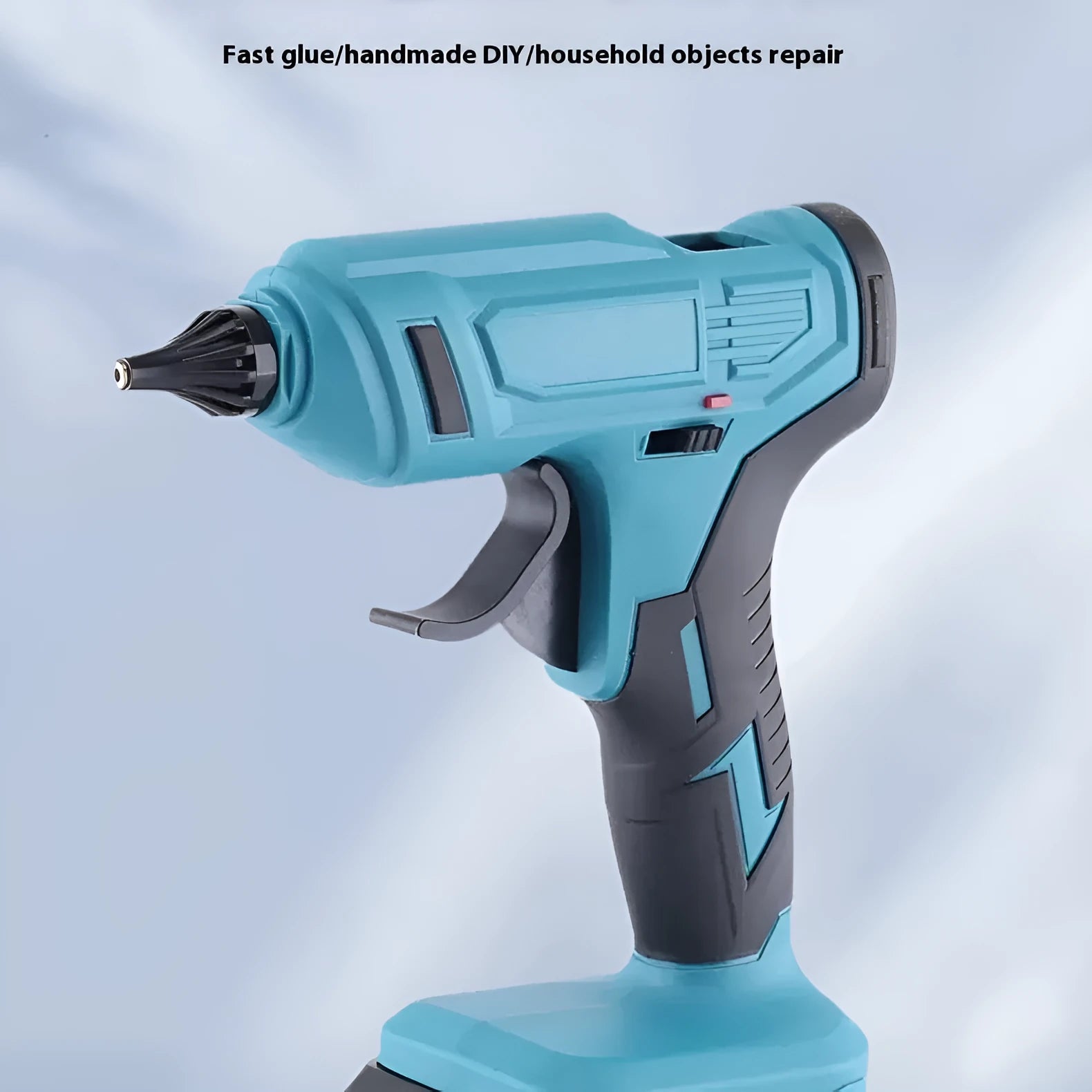 Rechargeable hot melt glue gun with 21V batteries, charger, and 11mm adhesive sticks for cord-free applications