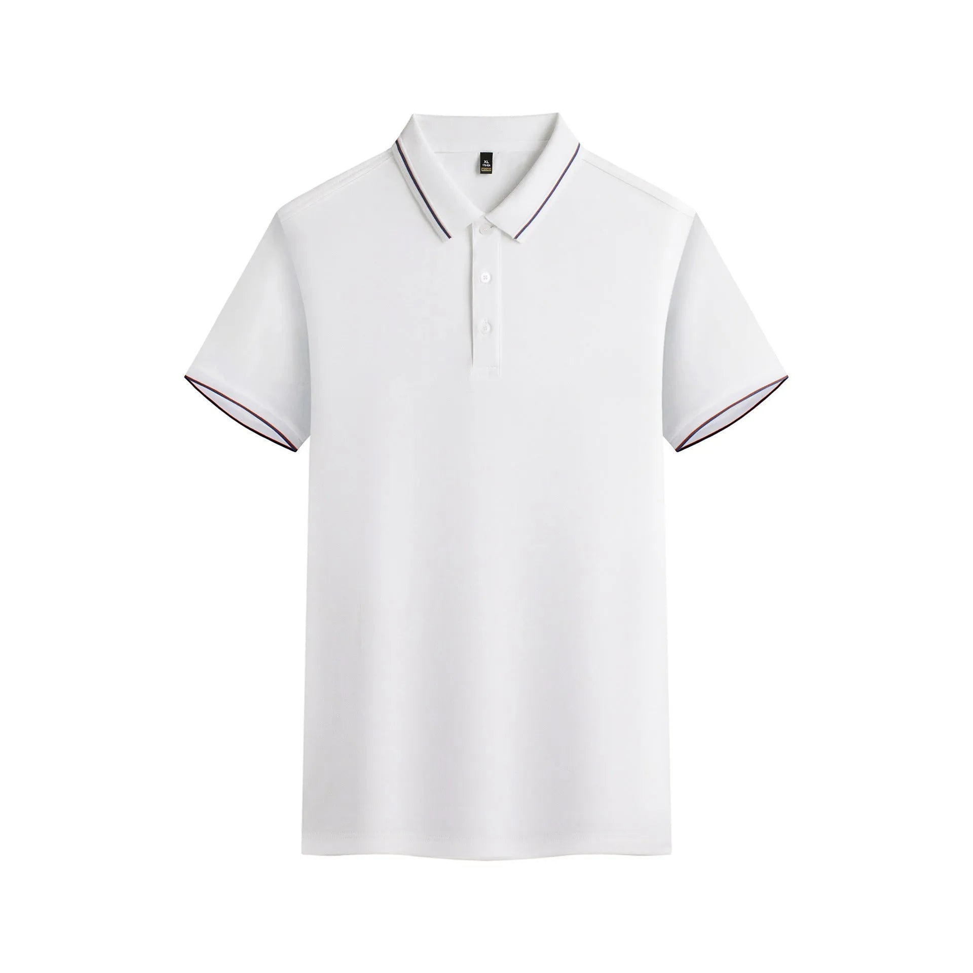 Men's solid colour short sleeve polo shirt in quick-dry polyester fabric for summer.