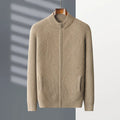 Men's half turtleneck zipper cardigan in solid colour, thickened wool yarn jacket for winter