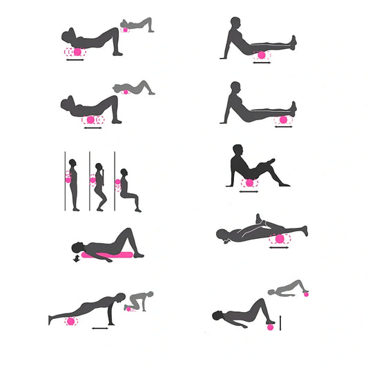 Blue EVA yoga foam roller 30cm long with massage points for muscle recovery