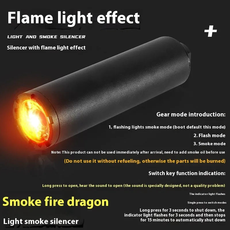 Black Plastic Smoke Dragon smoke toy with 19mm direct plug and 20ml smoke oil bottle