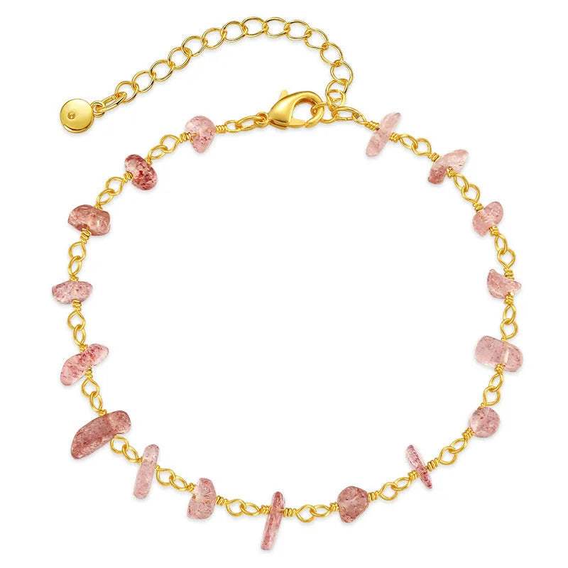 Women's geometric bracelet with irregular natural gravel turquoise stones in copper setting