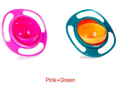 360 Rotate Universal Spill-proof Bowl for Babies in red, green, and blue