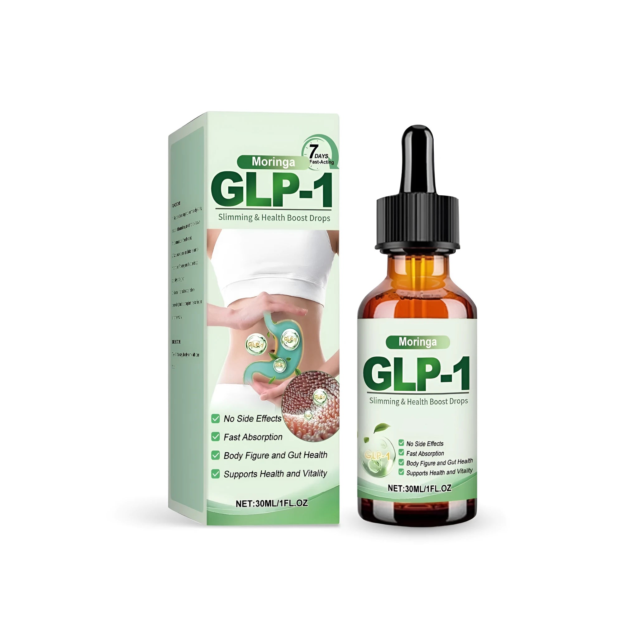30ml bottle of Moringa and citrus oil natural health drops with dropper for liquid supplementation