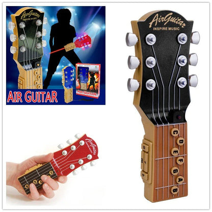 Compact infrared electronic guitar with chord buttons and tilt sensor in red, blue, or black