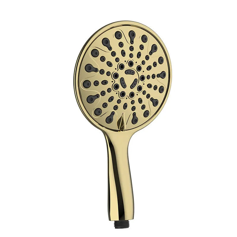 6-inch six-function handheld shower head with electroplated finish showing spray modes