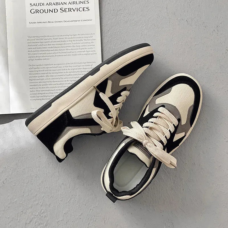 Men's Harbor style retro sports casual canvas shoes in blue, round toe, flat heel, size 39-44
