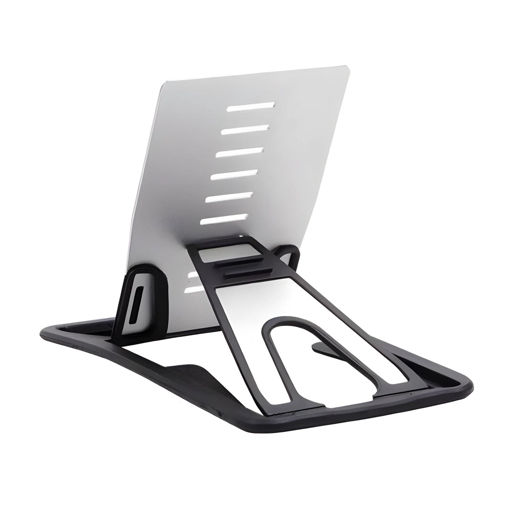 Black card phone holder with lazy bracket design for desktop phone viewing and card storage