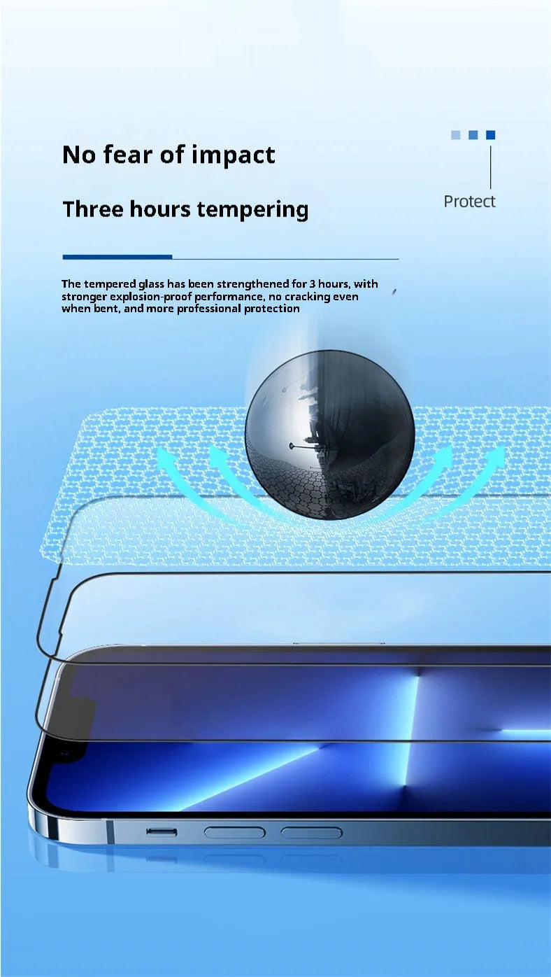 Tempered glass screen protector for iPhone 15 in black colour with HD anti-fingerprint coating