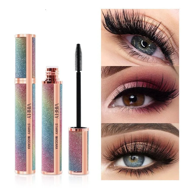Black waterproof 4D mascara for long thick curling lashes that won't smudge