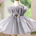 Girls' polyester princess dress in smoky gray, sleeveless round neck slim fit for birthday banquet