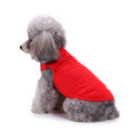 Small dog wearing a cotton thin pullover hooded T-shirt in red, casual spring summer pet clothing