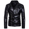 Men's black sheepskin leather jacket with suit collar and front zipper, fit-style edition for daily wear