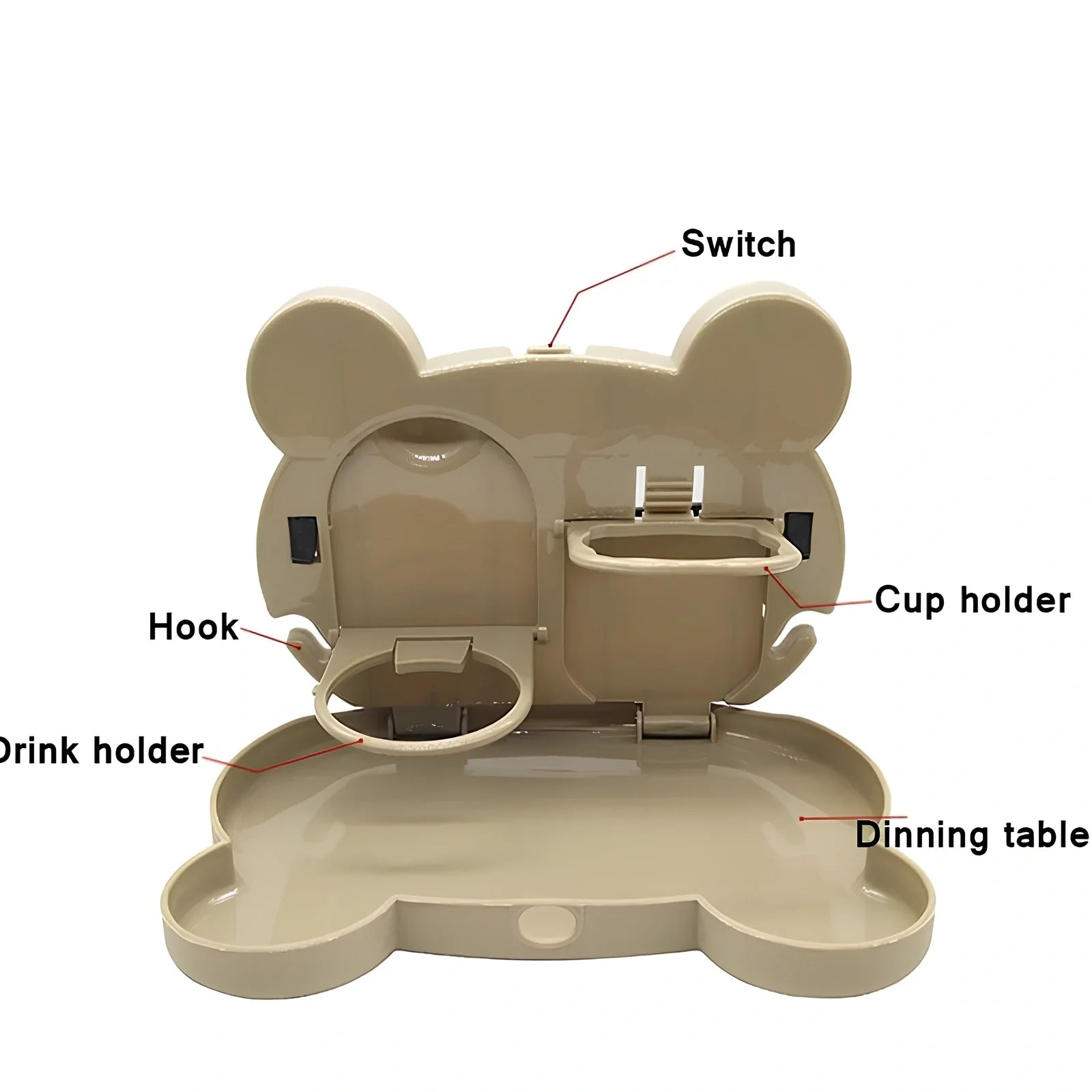 Child car seat table with 20x23.5cm surface mounted on vehicle seat back
