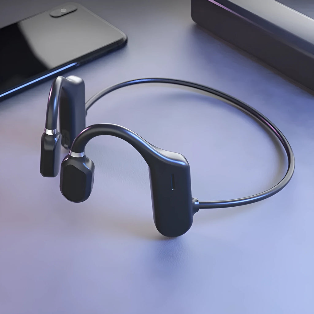 DYY-1 wireless sports Bluetooth earphone with ear hook design in black plastic