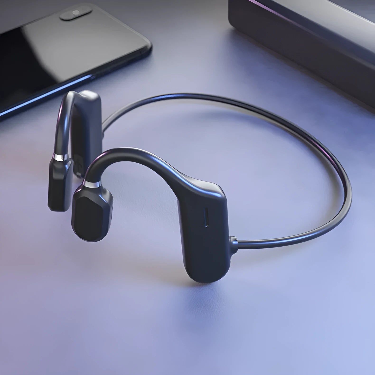 DYY-1 wireless sports Bluetooth earphone with ear hook design in black plastic