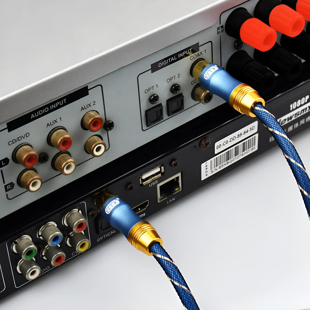 3 metre digital coaxial audio cable with gold-plated RCA connectors and blue screen sheath
