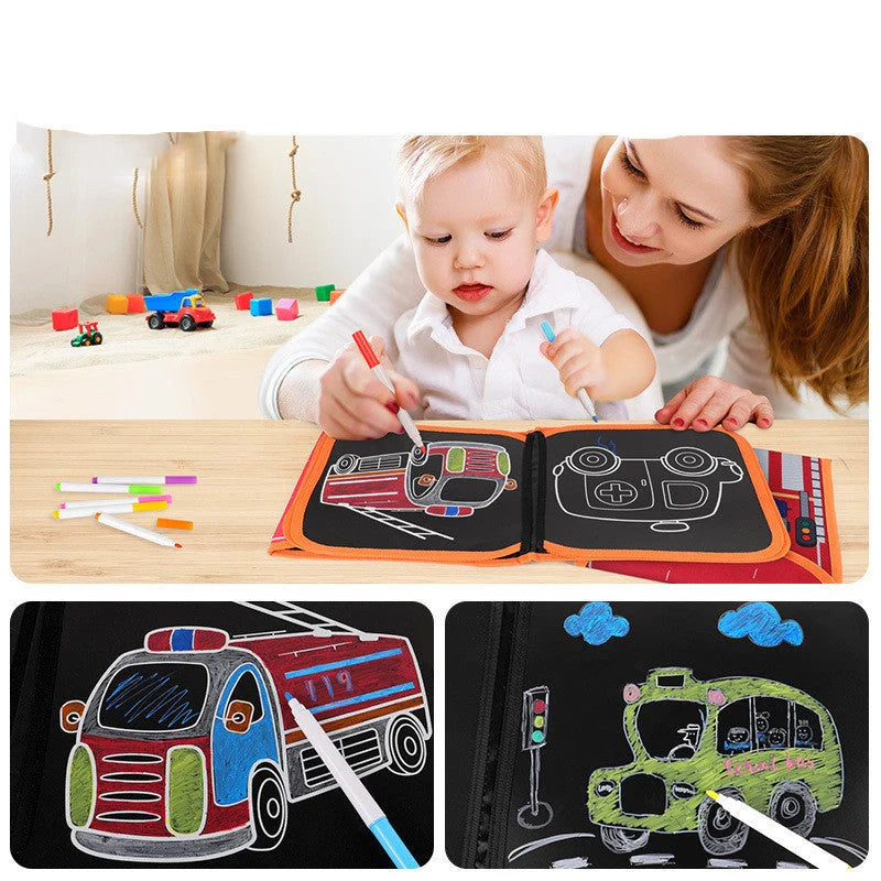Eco-friendly graffiti drawing board with 12-color liquid chalk for children