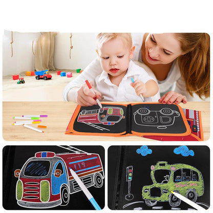 Eco-friendly graffiti drawing board with 12-color liquid chalk for children