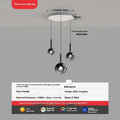 High-grade glass chandelier three-head rotating staircase long ceiling light shiny black finish LED three colour white light