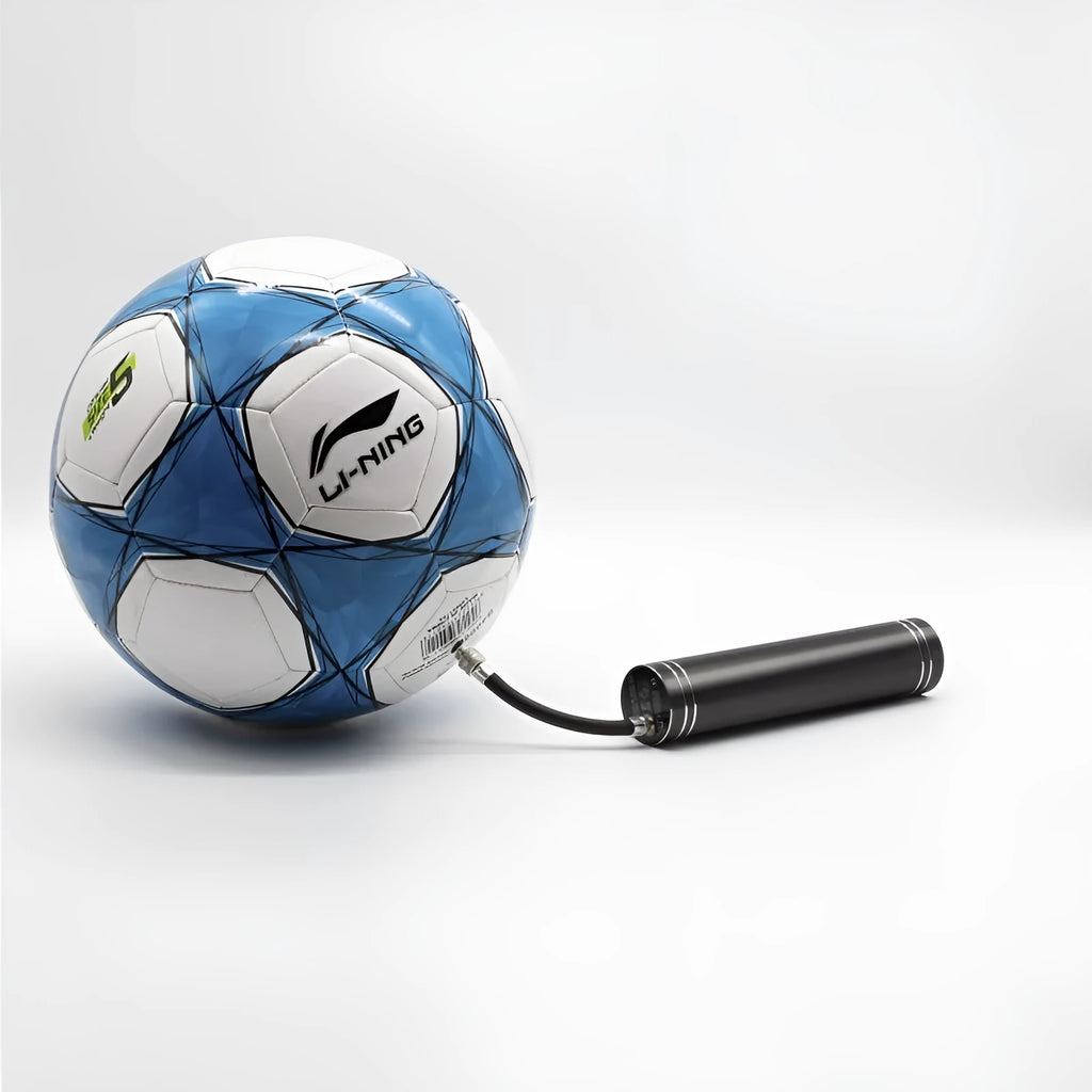 Black electric inflatable pump with USB charging and warning light, ABS body, includes needle nozzle