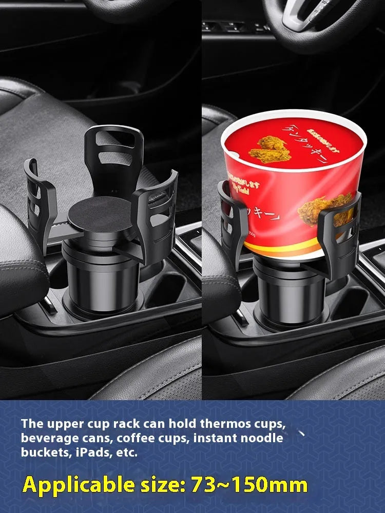 Black ABS plastic car drink holder one divided into two cup holder meal tray on vehicle centre console
