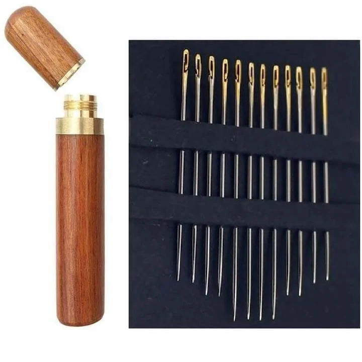 Dual-purpose blind sewing needle set for easy threading and sewing