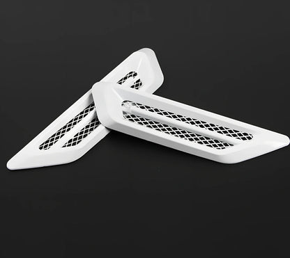 Pair of 17.0x4.3cm black mesh ABS electroplated engine cover stickers, rust-resistant for car modification