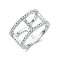 Light chain trendy moissanite ring in S925 silver with platinum plating, less than 0.1 carat, sizes 5-9