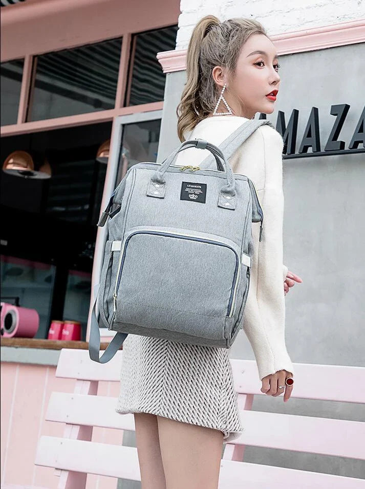 Large capacity waterproof Oxford cloth diaper backpack with USB charging port