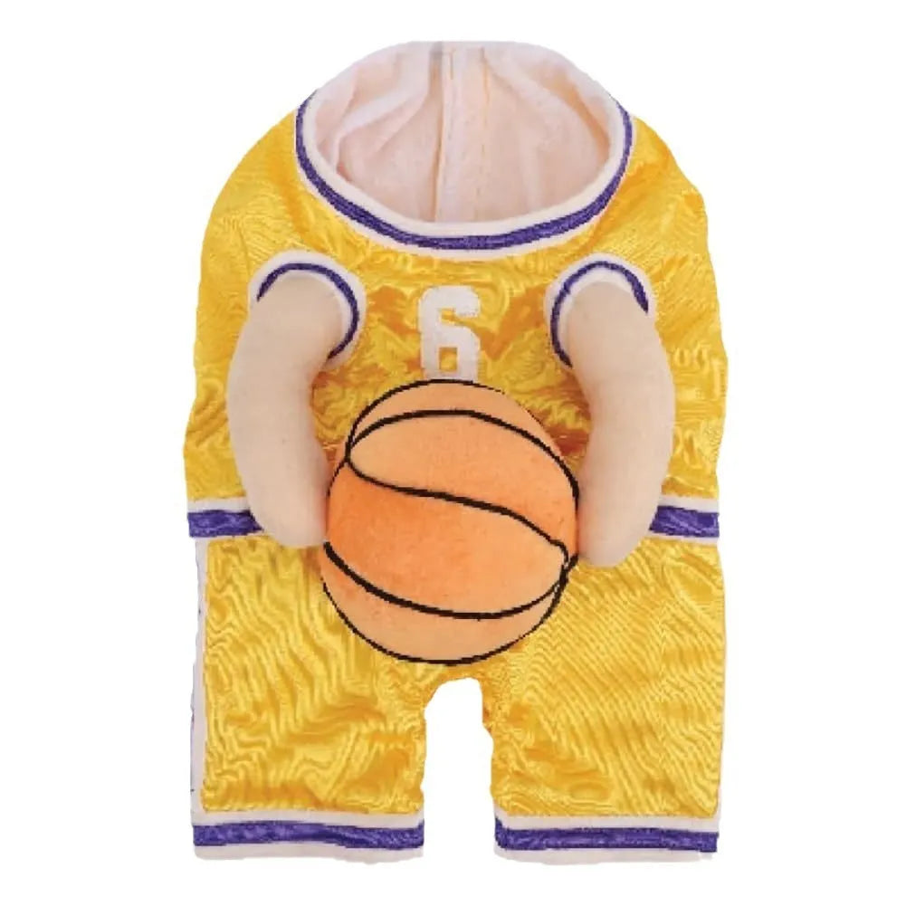 Red or yellow dog basketball costume with toy ball accessory for small medium large dogs