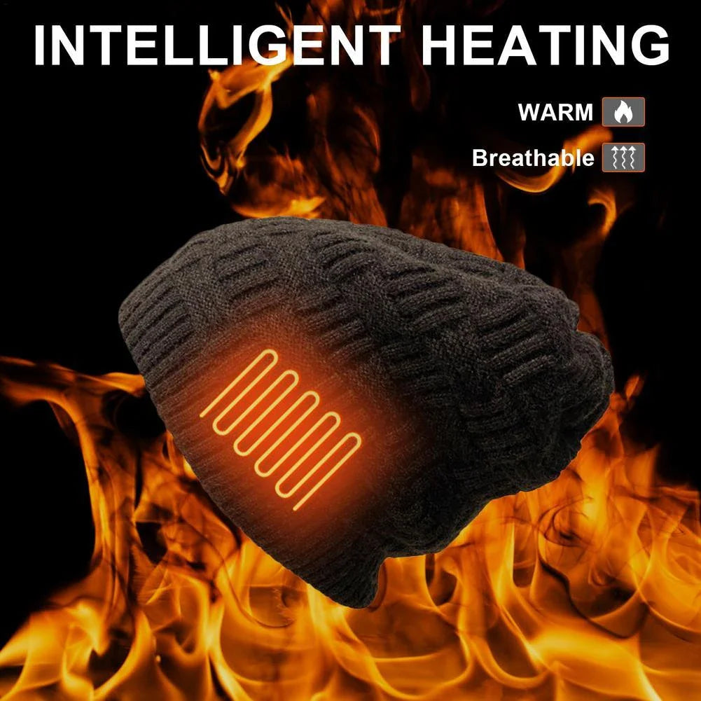Cozy electric fleece hat with adjustable heating for outdoor activities like hiking, fishing, and climbing