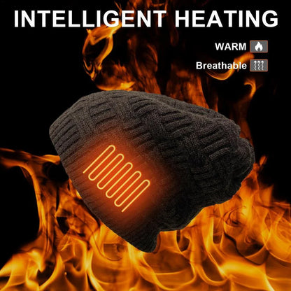 Cozy electric fleece hat with adjustable heating for outdoor activities like hiking, fishing, and climbing